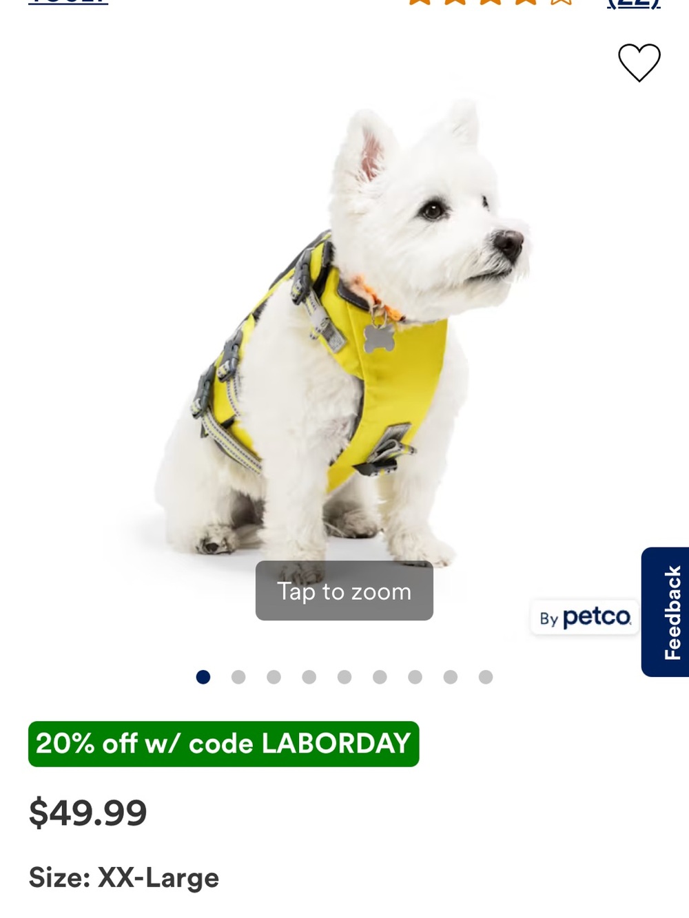 YOULY Ultimate Dog Floatation Vest, Yellow, XX-Large NWT